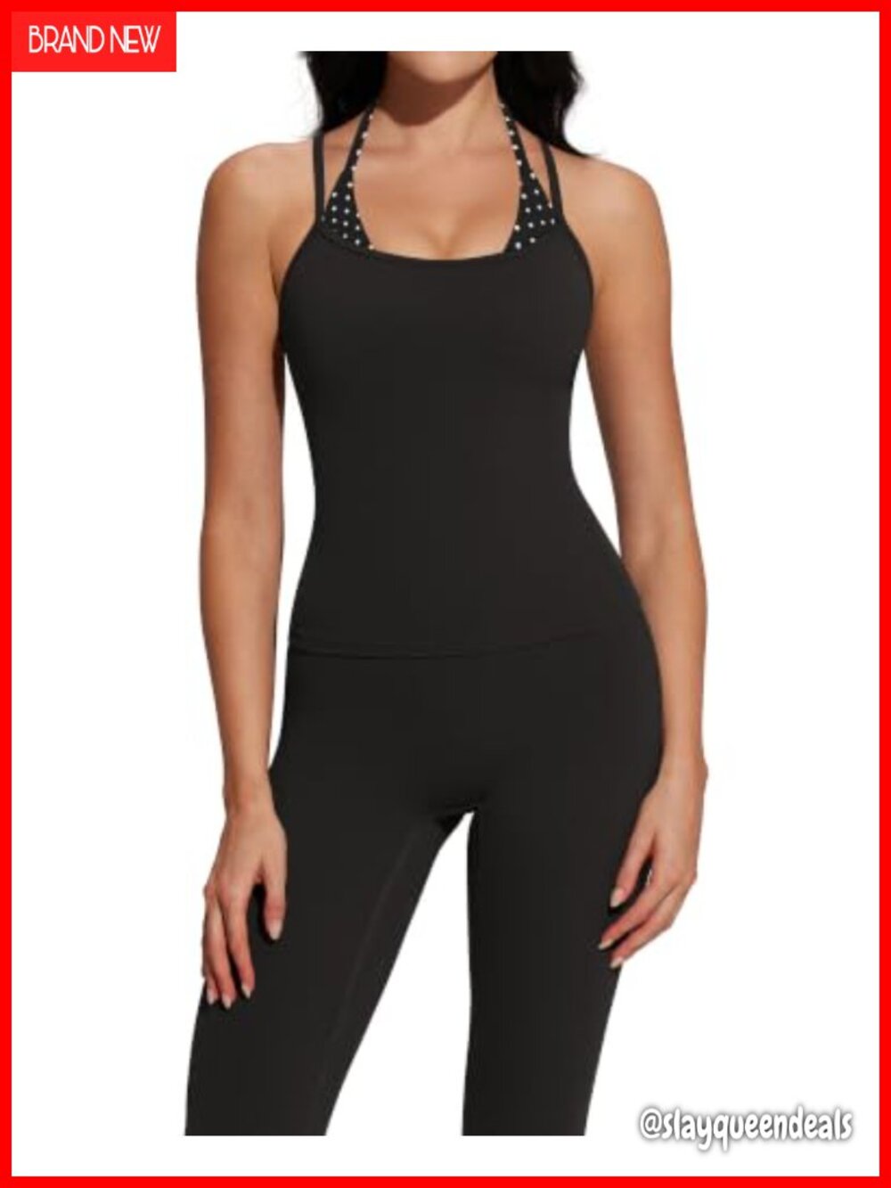 Women Workout Set Built in Bra Halter Tank Top High Waist Leggings Yoga
